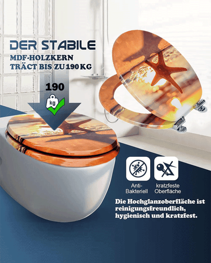 SINOBATH (H350) WC Sitz mit Absenkautomatik ,MDF-Material (Seestern)