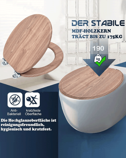 SINOBATH (W101) mit Absenkautomatik, Softclose-Scharnier,MDF-Holzkern, WC-Sitz Toilettensitz （Holz）