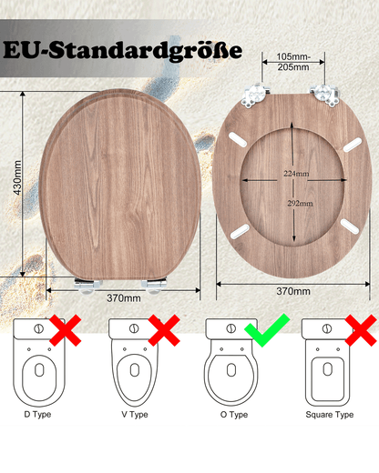 SINOBATH (W101) mit Absenkautomatik, Softclose-Scharnier,MDF-Holzkern, WC-Sitz Toilettensitz （Holz）